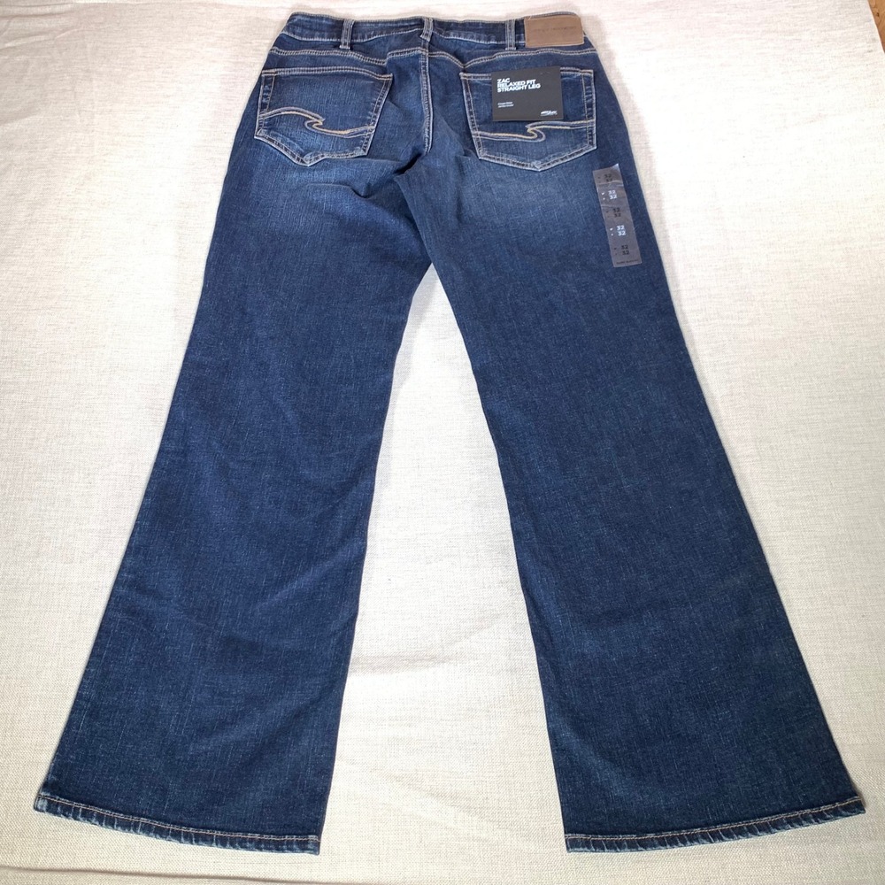 New Silver Jeans Co Zac Relaxed Fit Straight Leg Dark Wash Denim Jeans W32 L32 - Picture 3 of 14